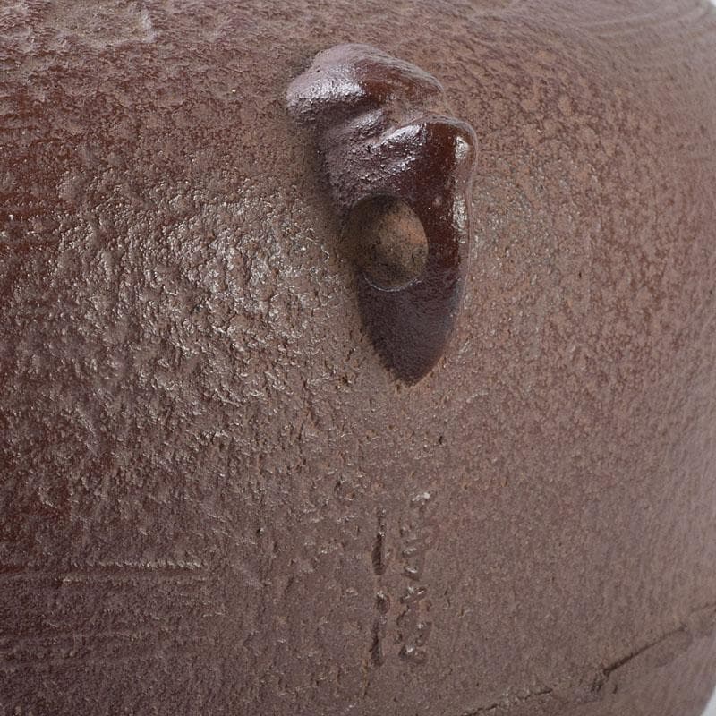 煎茶道具　佐藤浄清作　了々斎好　刷毛目　風炉釜　鉄釜　共布共箱　M　R9052H