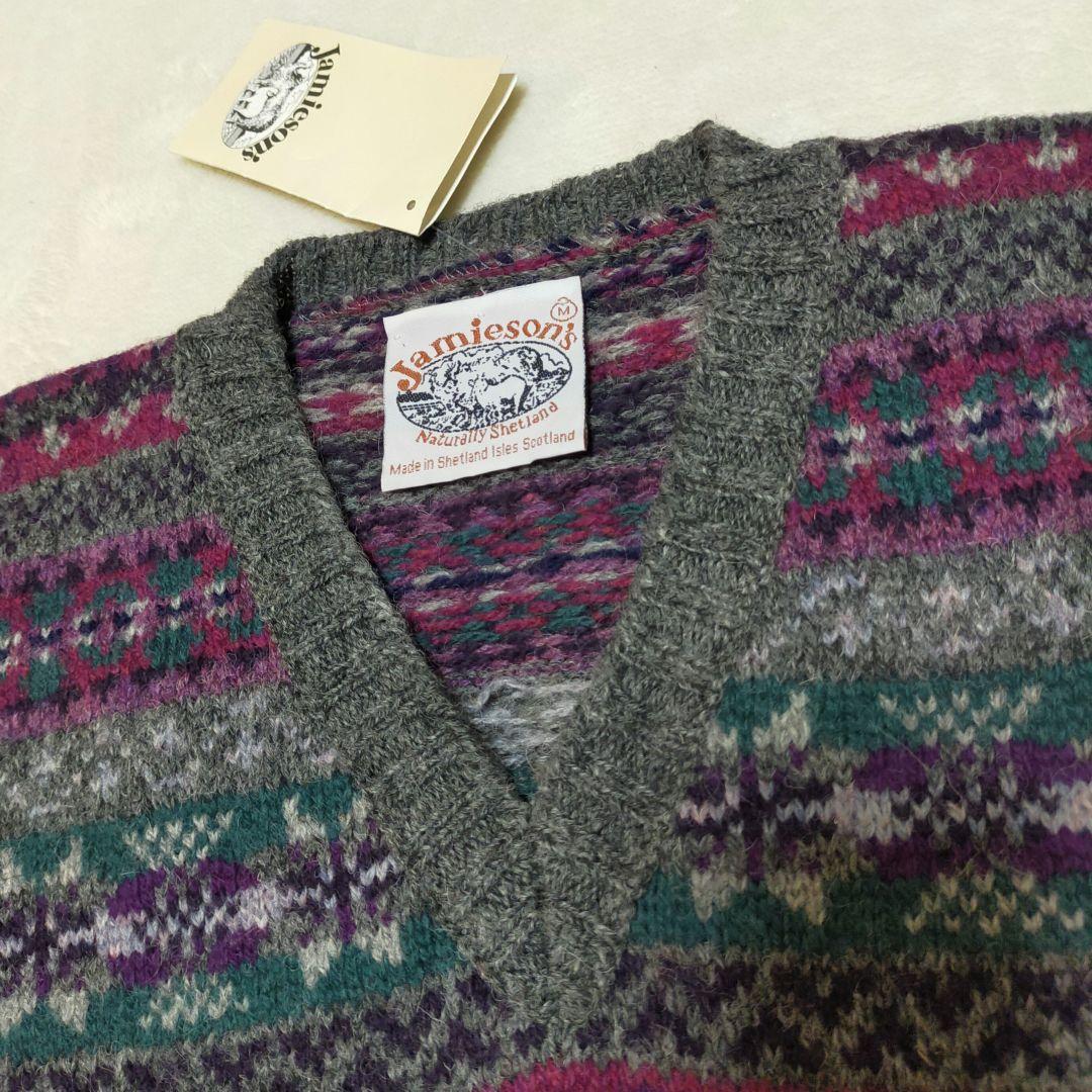 未使用品　Jamieson's　フェアアイル柄　ニットベスト　М