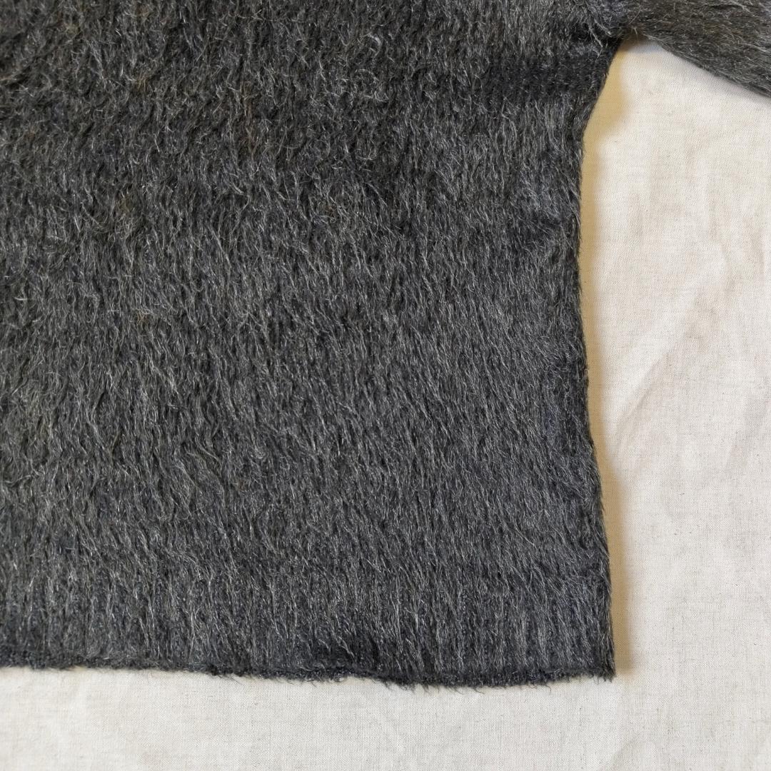 毛足長 60s シャギー モヘアニット Vネック ダークグレー ビッグサイズ L