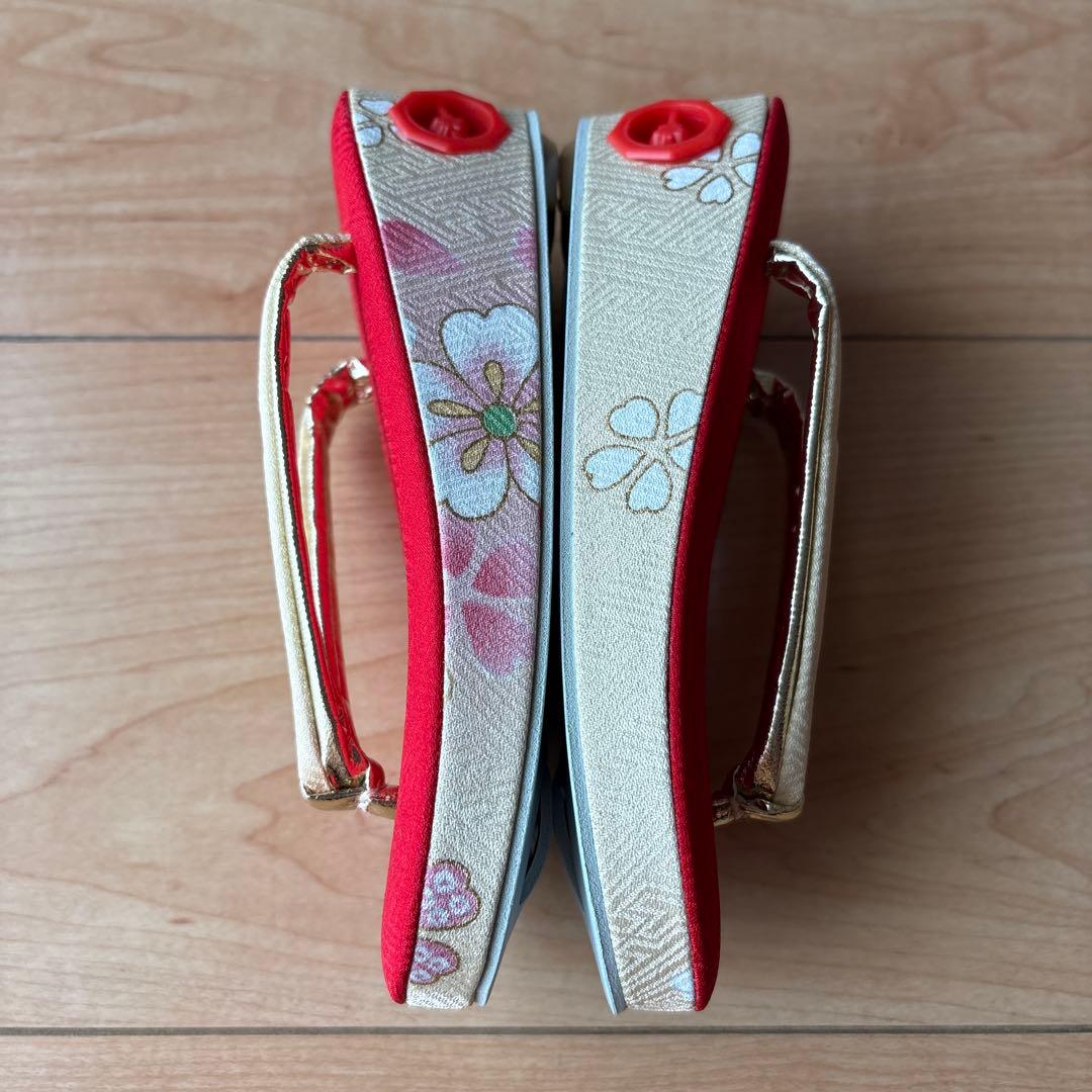 60 正絹？　真紅×小花柄　七五三着物セット　被布　3歳　日本製