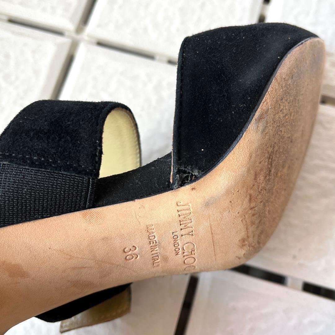 訳あり 36 ジミーチュウ　ミュール　サンダル　黒　ビジュー　23