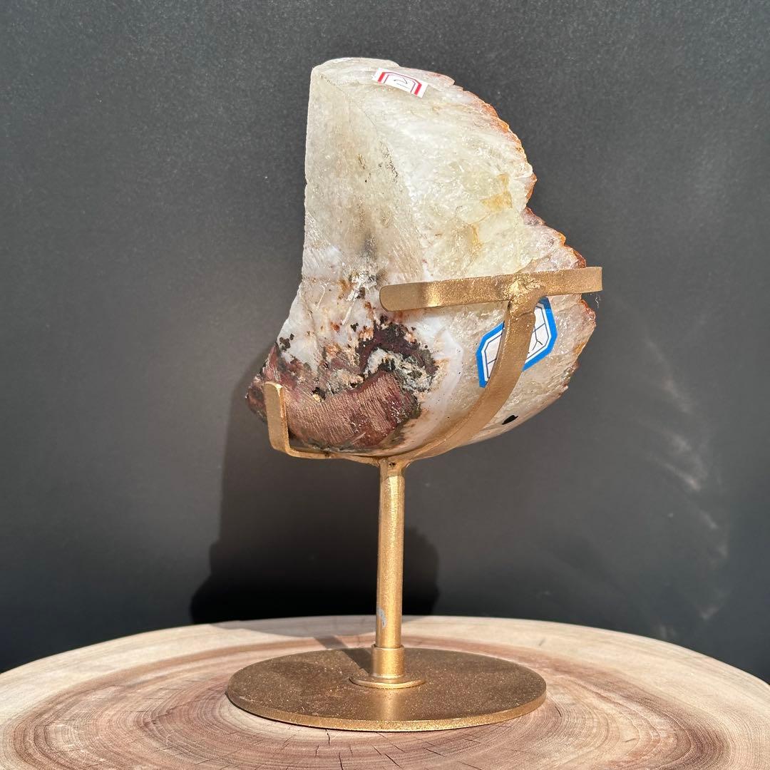 天然石シトリンの月　置物　台座付きG.64