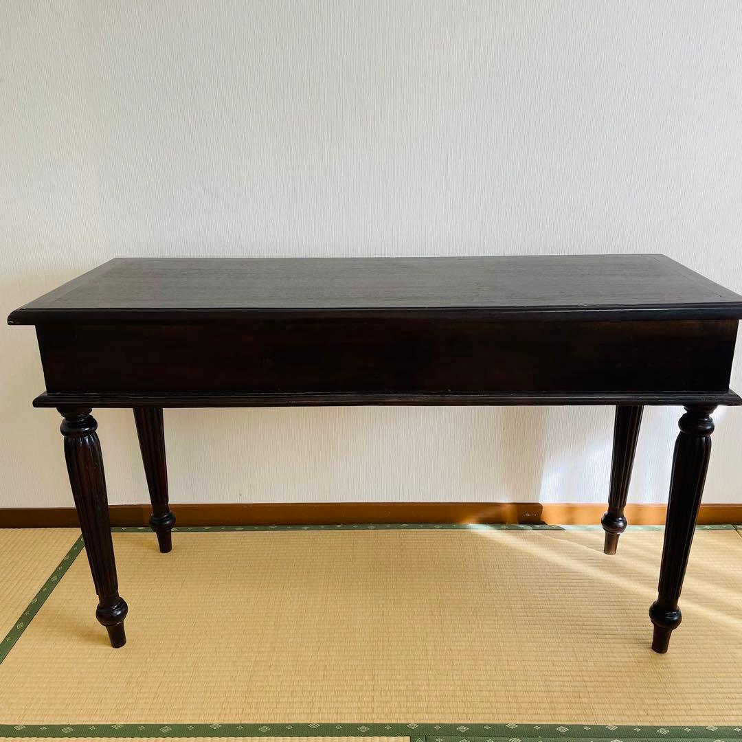 アンティーク調 木製デスク 幅128cm 引き出し3杯