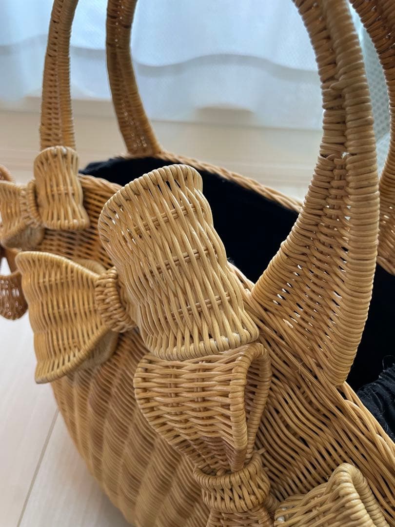 アナトリエ　カゴバッグ　リボン