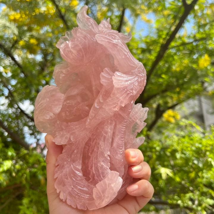 ローズクォーツ 鳳凰/牡丹