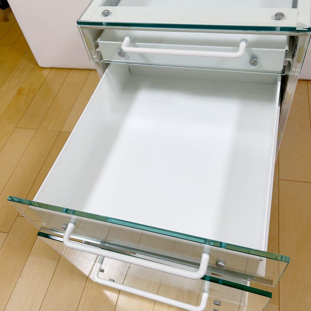 東馬　TOHMA ガラスワゴン　キャビネット　強化ガラス　希少　ホワイト