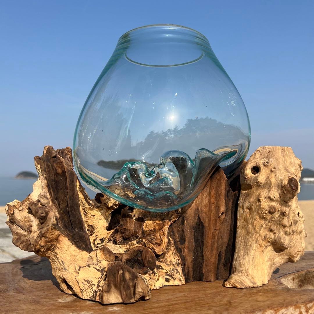 流木ガラスオブジェ特大E 花瓶 金魚鉢 テラリウム フラワーポット 水槽 アート