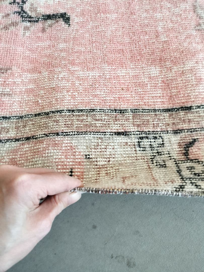 大判/パステルピンクの上品シノワズリラグ　No.745