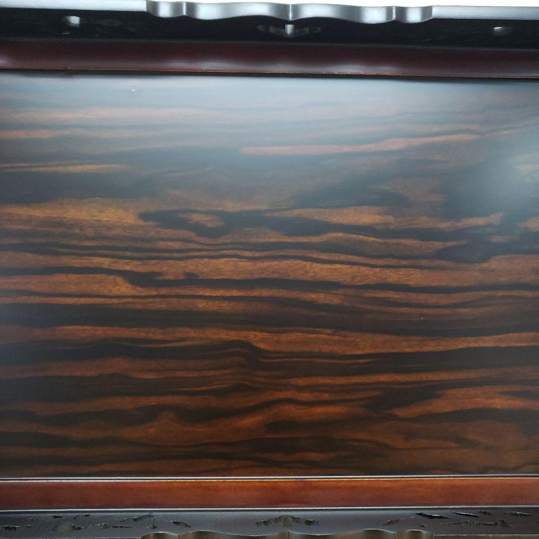 蔵出し特価　最高級本黒檀花瓶台 松 彫刻入り55×35×12cm　箱付き