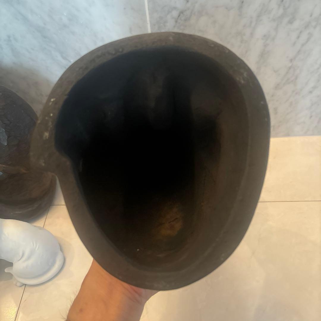 メキシコビンテージ　タトゥーのような美しい幾何学模様の猫陶器オブジェ