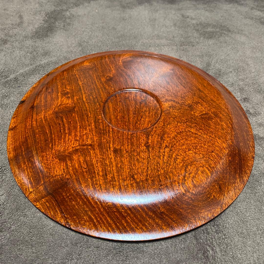 花梨　玉杢　浅盆　盆　トレー　30cm