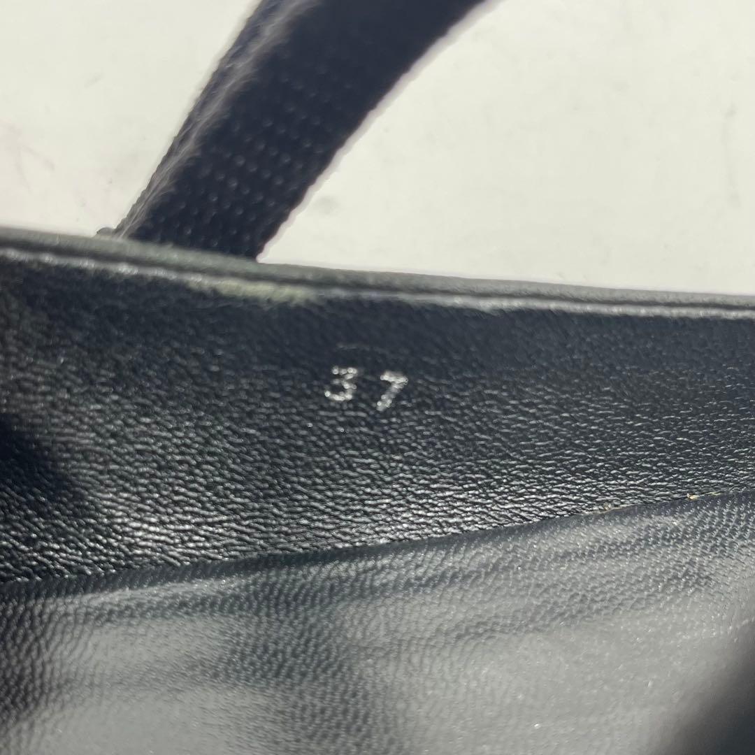 7LS10_美品 プラダ メリージェーン フラットシューズ 黒 ナッパレザー37