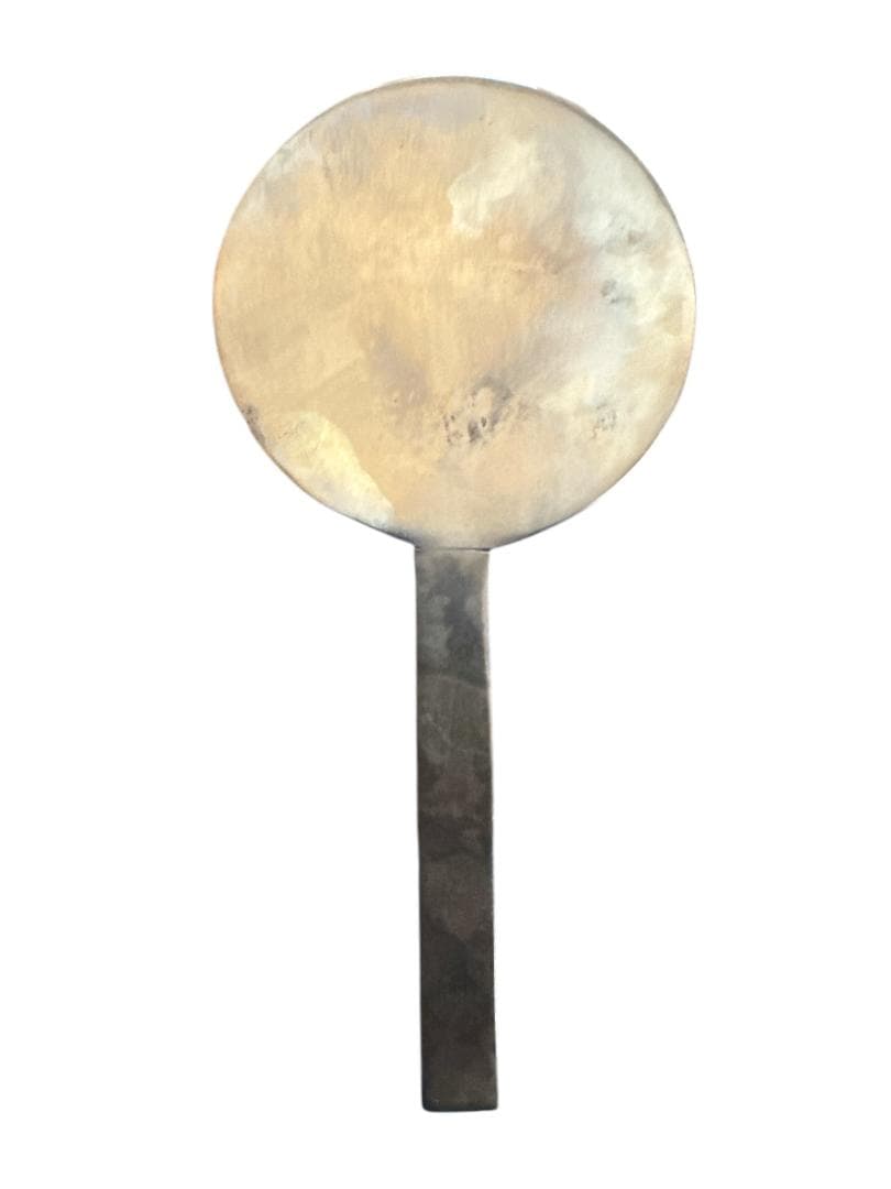 博物館展示品　軍配と竹に雀　藤原光政　江戸時代　和鏡　古鏡　古物　手鏡　レトロ