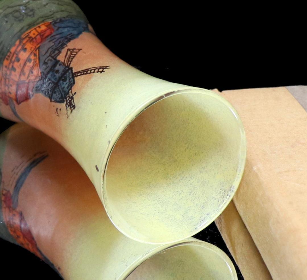 フランソワ・テオドール・ルグラ 1890年頃 レアサイズ 風車のある街 花瓶