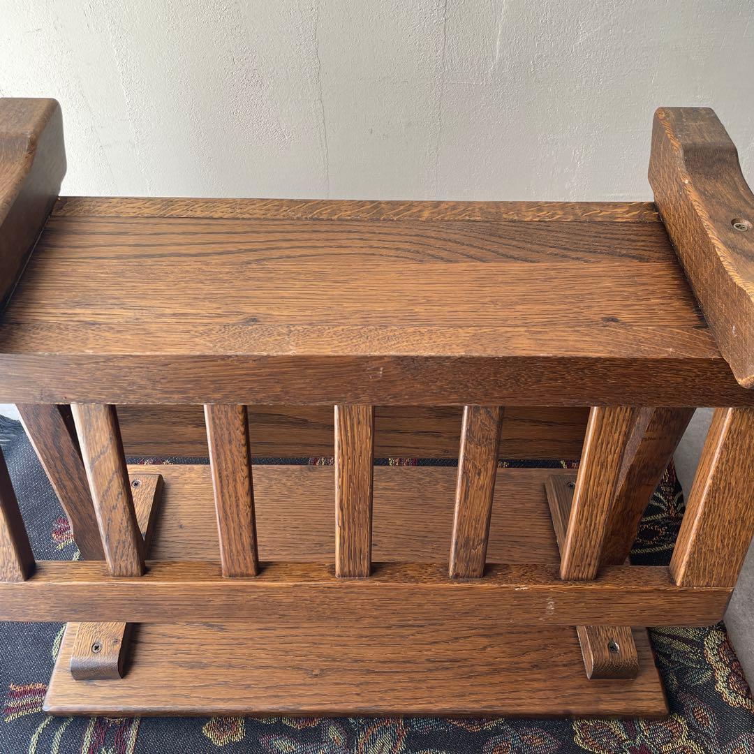 オランダ製　木製　サイドテーブル マガジンラック　オーク無垢材　百貨店