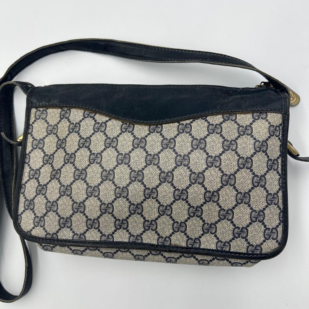GUCCI GGスプリーム ショルダーバッグ PVC ネイビー オールドグッチ