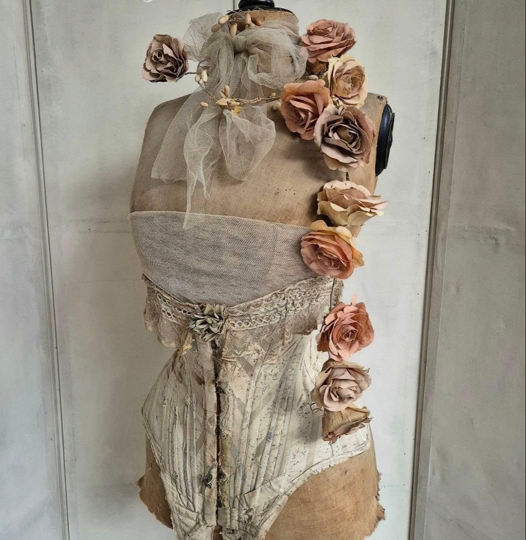 フランスアンティーク クラフトフラワー ガーランド　シャビー トルソー 布花