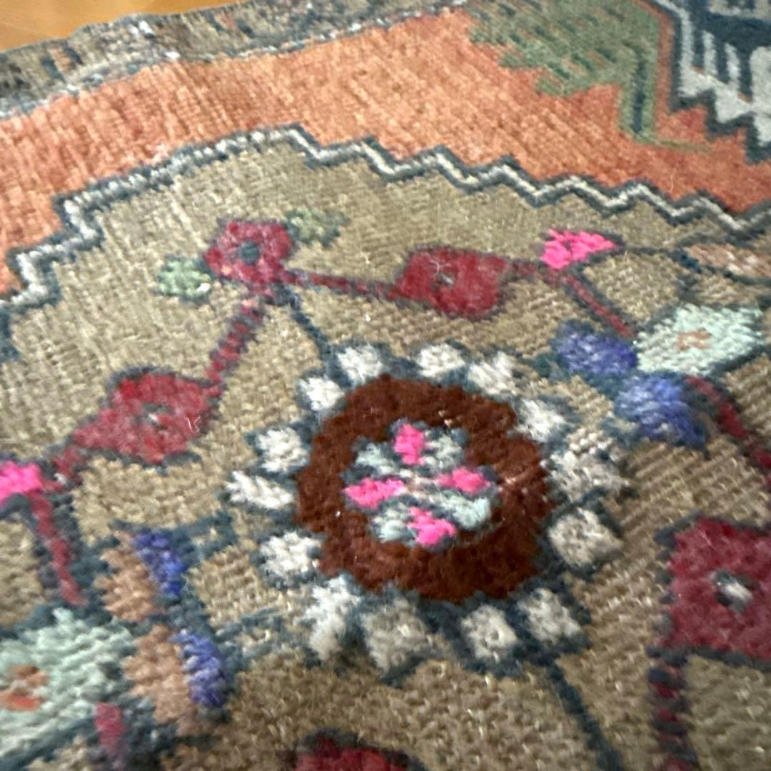 49.5×98 オレンジグラデーション　メダリオン　トルコヴィンテージラグ