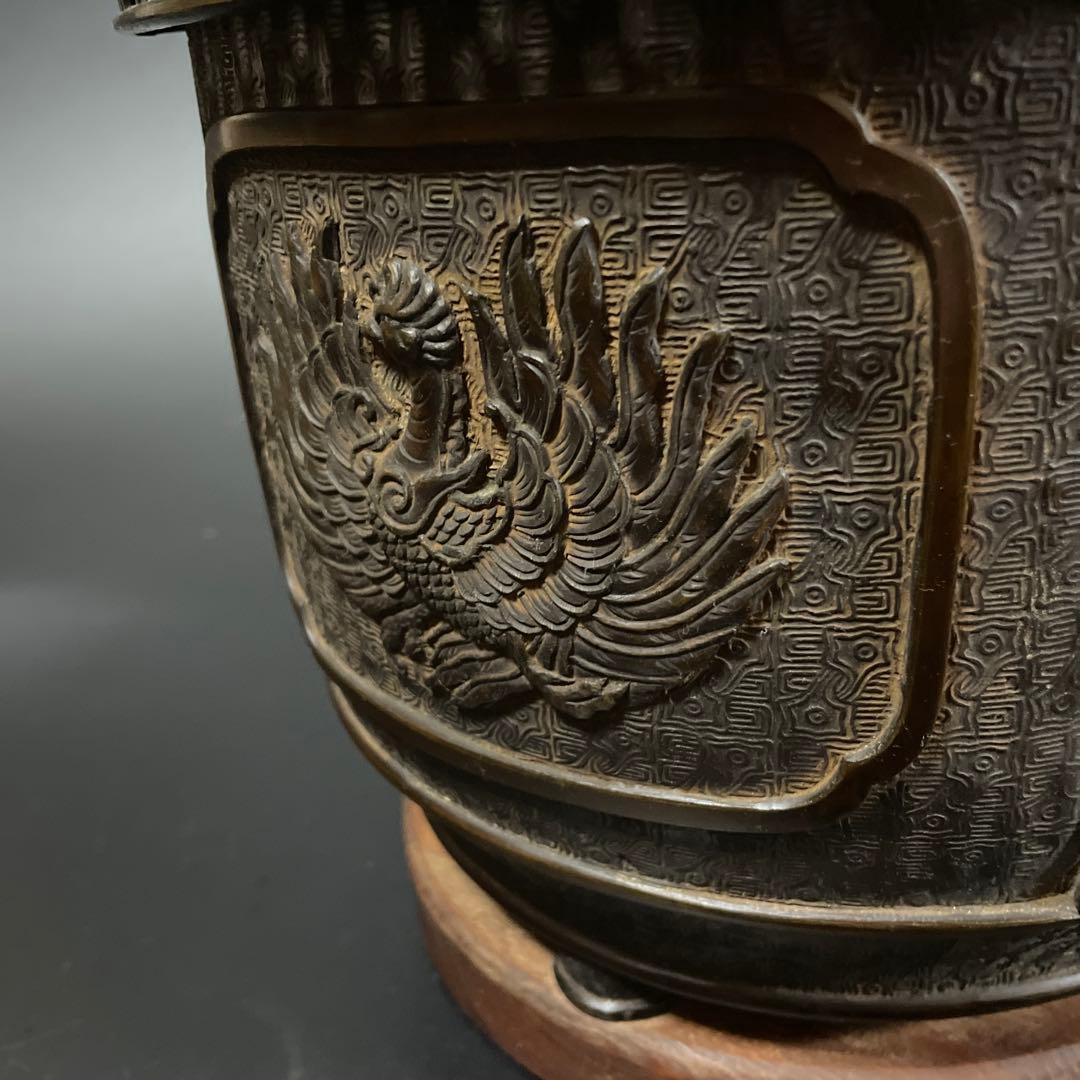 時代物　唐銅　手彫火鉢　大日本文政年整眠鋳　１個