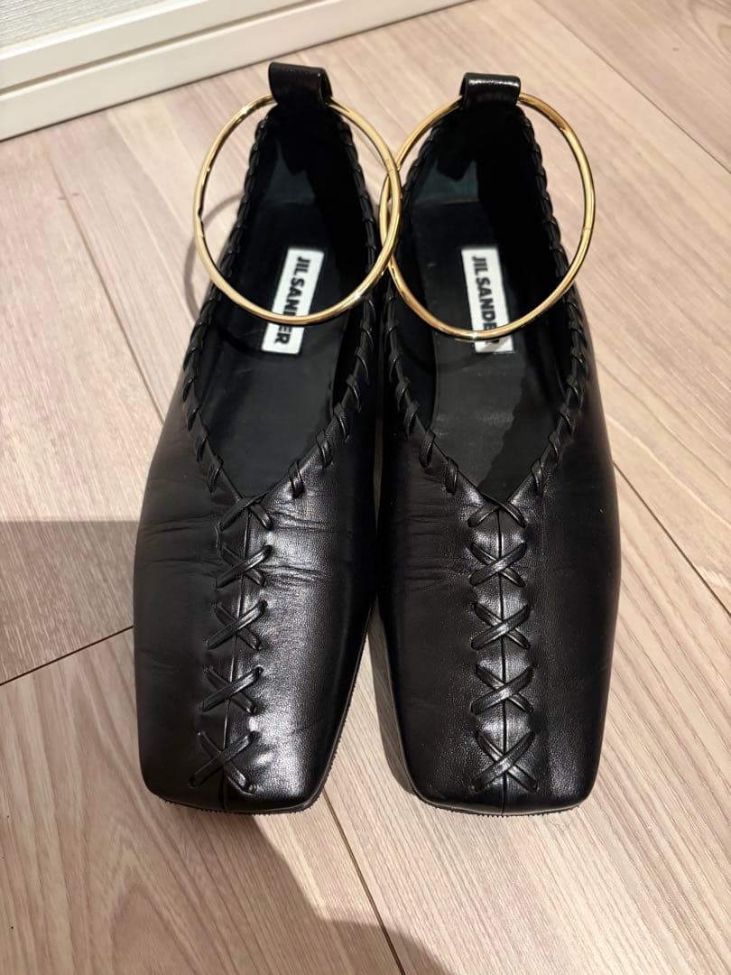 ジルサンダー JILSANDER アンクルリング ステッチ バレリーナ パンプス