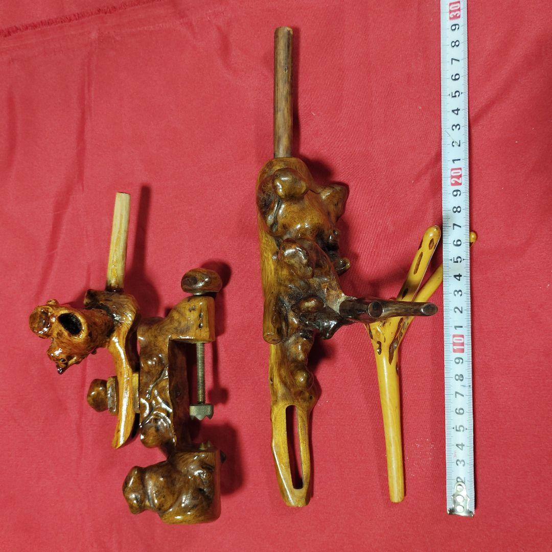 ヘラブナ釣り万力・希少天然杜松 弓型万力・杜松竿枕１点物希少です