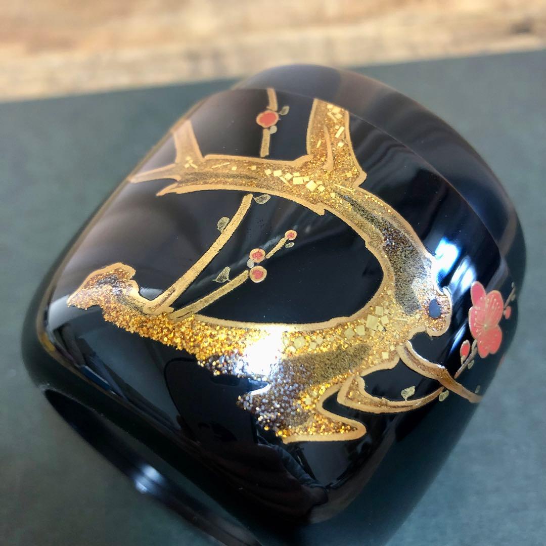 一后一兆 梅蒔絵黒大棗 共箱 茶道具