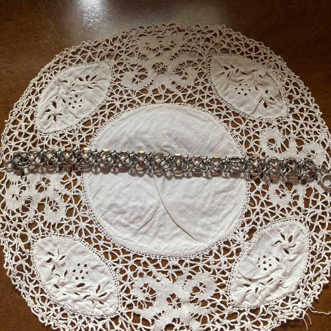 英アンティーク 金×銀 ブレスレット 百合モチーフ 腕輪