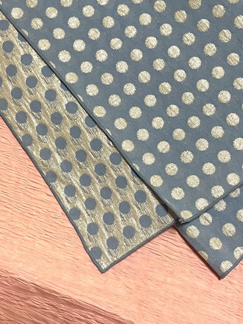 tsubakian シャイニードット 兵児帯 水色×シルバー