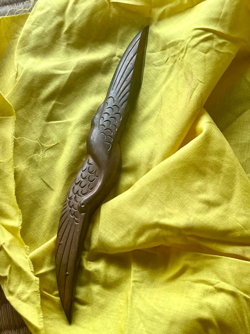 越後与板名工　石橋藤七 佩山作 鶴之図文鎮小刀