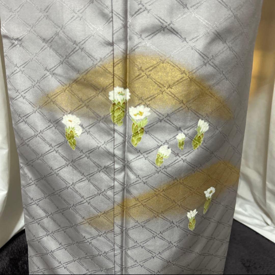 未使用近い　美品　袷　正絹　大島紬系　白山紬系　紋付　訪問着　フルセッ