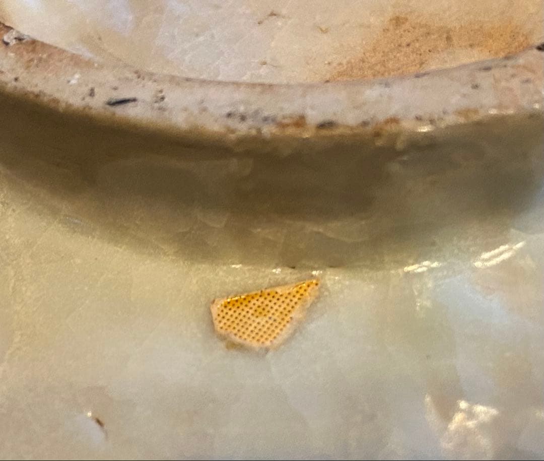 中国汕頭スワトウ　獅子絵皿　鑑賞台付 沈船品ヴィンテージ　レア ・台湾茶器