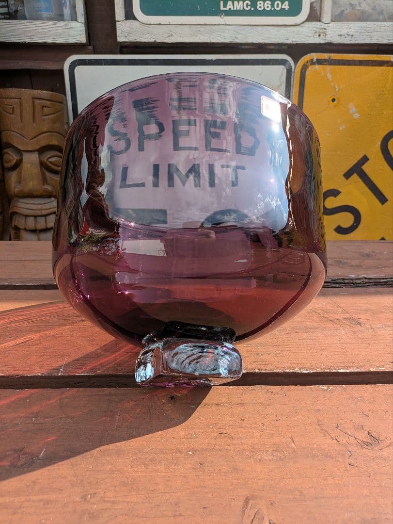 希少なヴィンテージ BLENKO ブレンコガラス　USA製　希少なアメジスト色