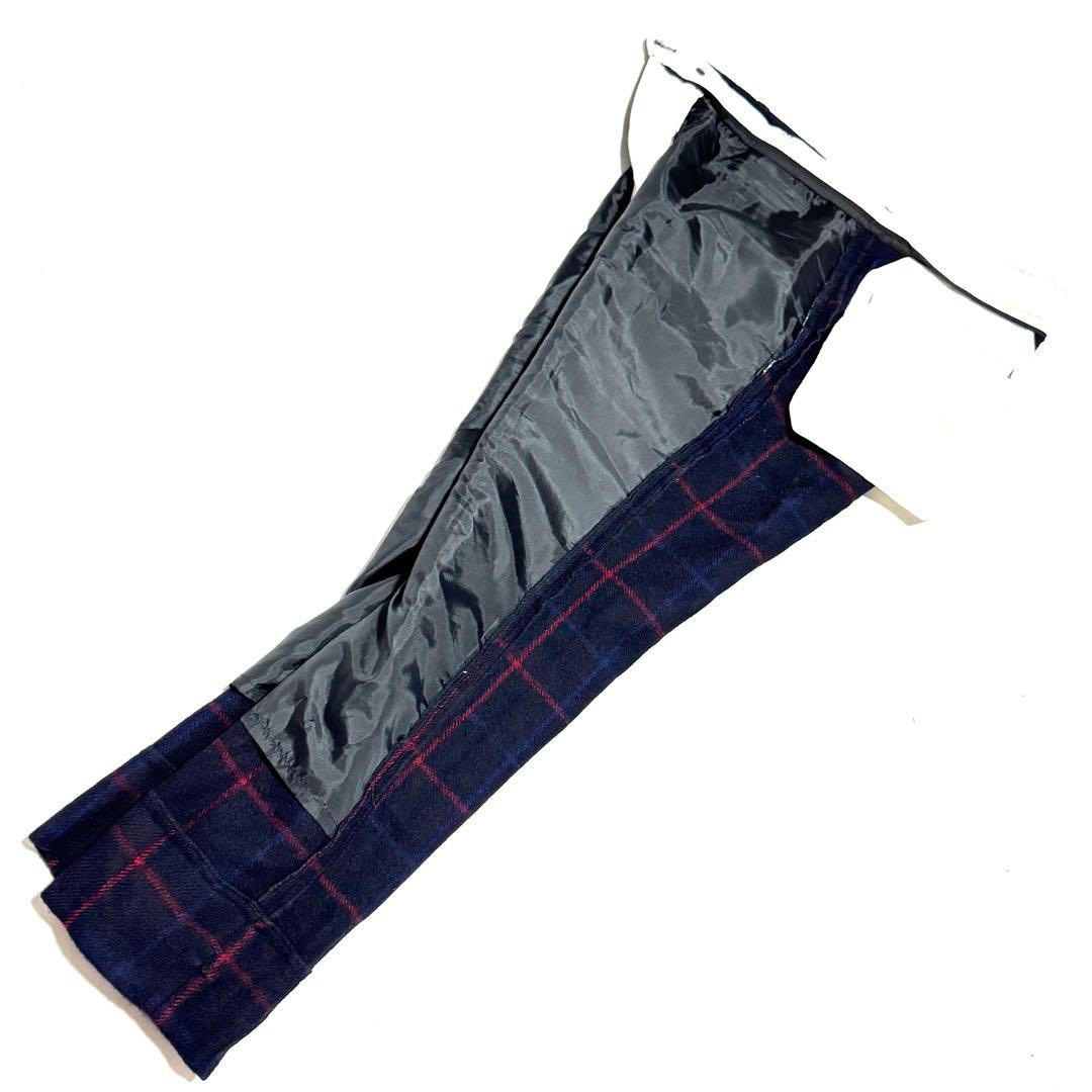 良好 ラフアンドスウェル ウールチェックパンツ ネイビー赤 防寒高級感漂う大人気