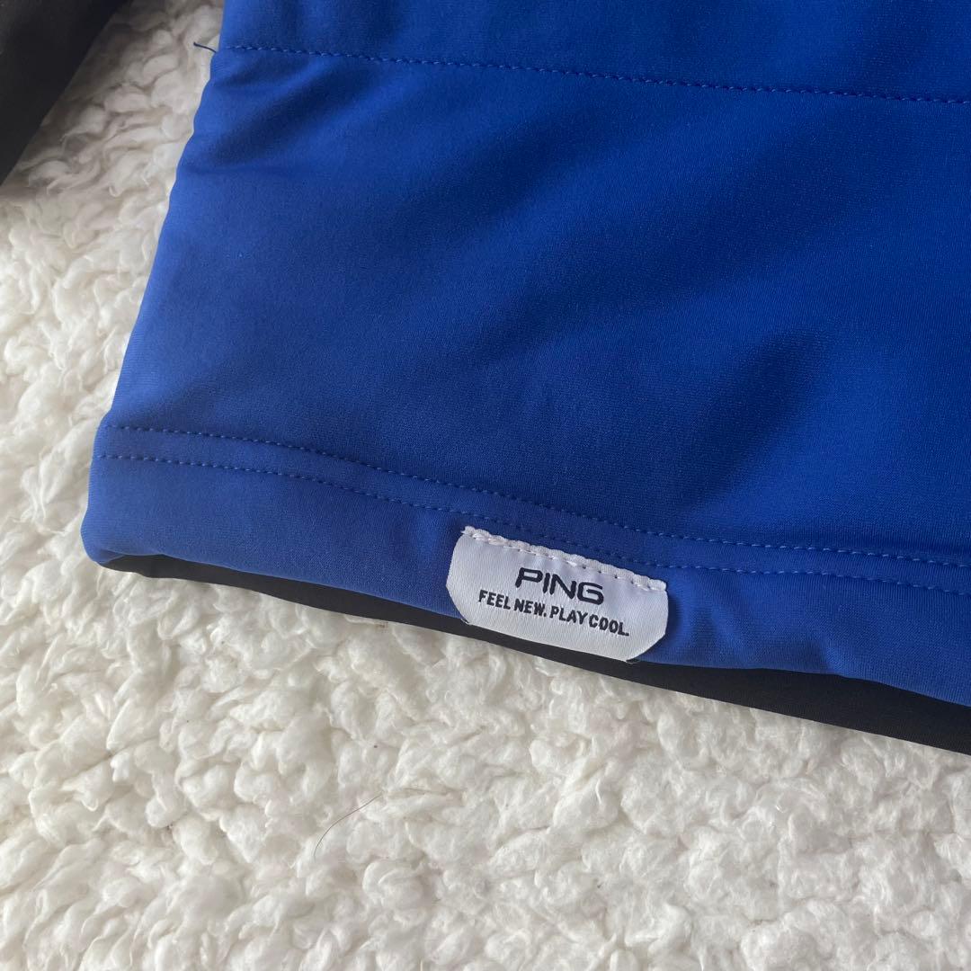 【新品】PING 2024年　キルティング ハーフジップシャツ　ブルー　3L