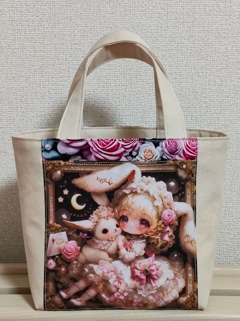 【受注制作】両面ミニトート（内側あり）3点、 両面巾着袋 （裏地あり）1点