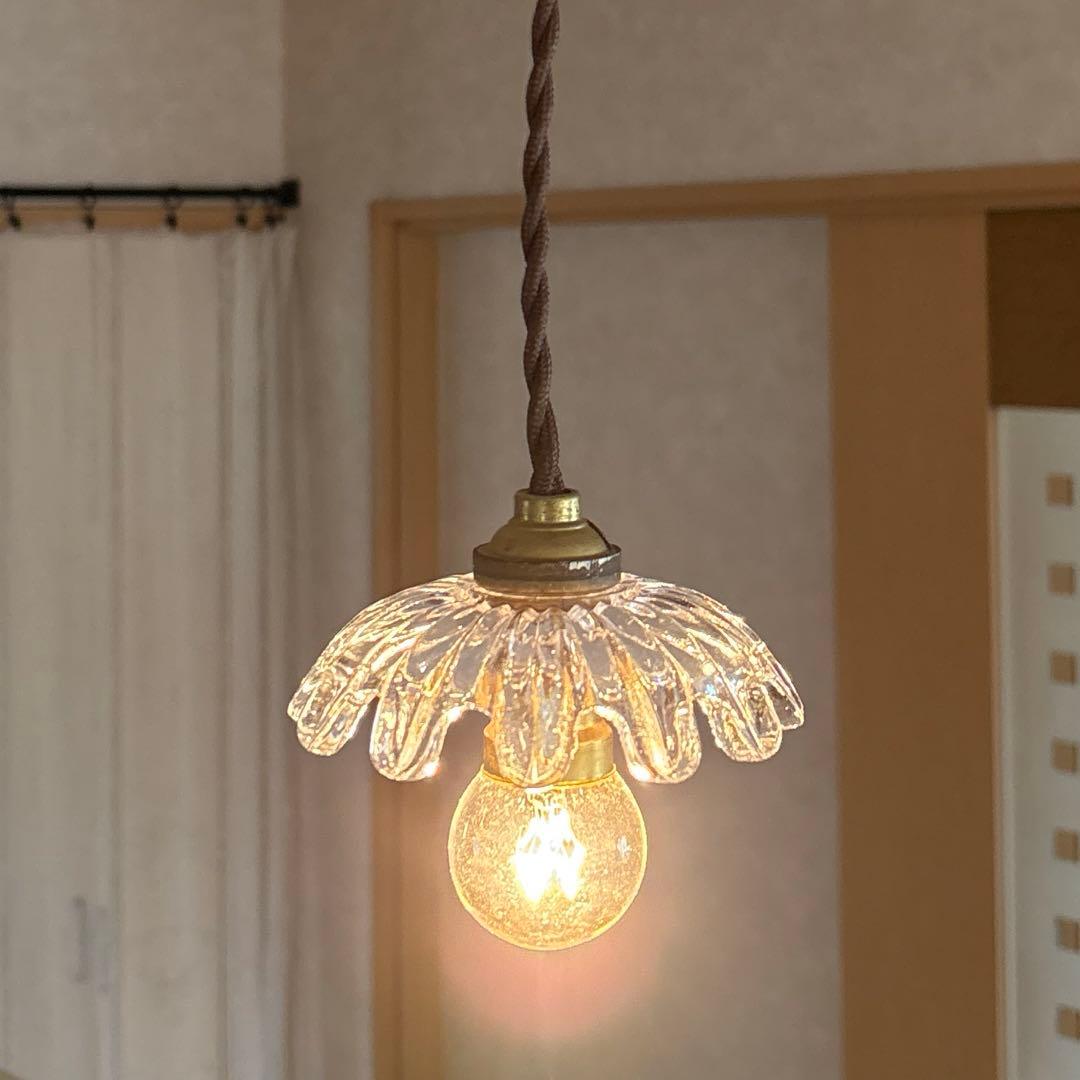 フランスアンティーク　オールドバカラ　ミニシェード　ペンダントランプ