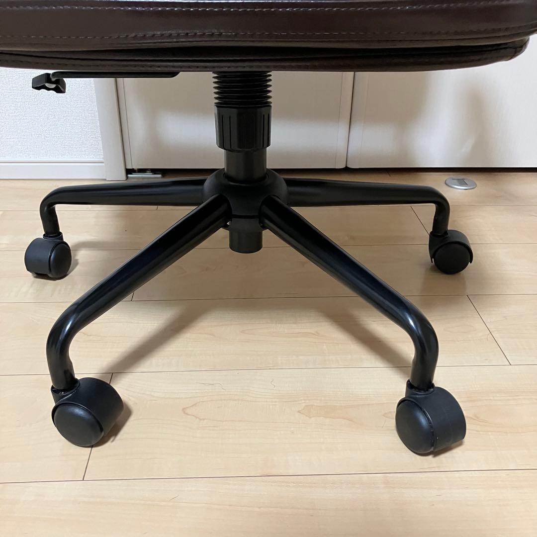 ニトリ (Nシールド スモークDH DBR) レザー調 高さ調節 回転チェア