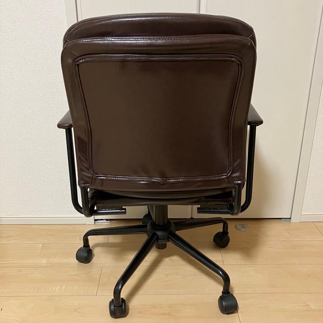 ニトリ (Nシールド スモークDH DBR) レザー調 高さ調節 回転チェア