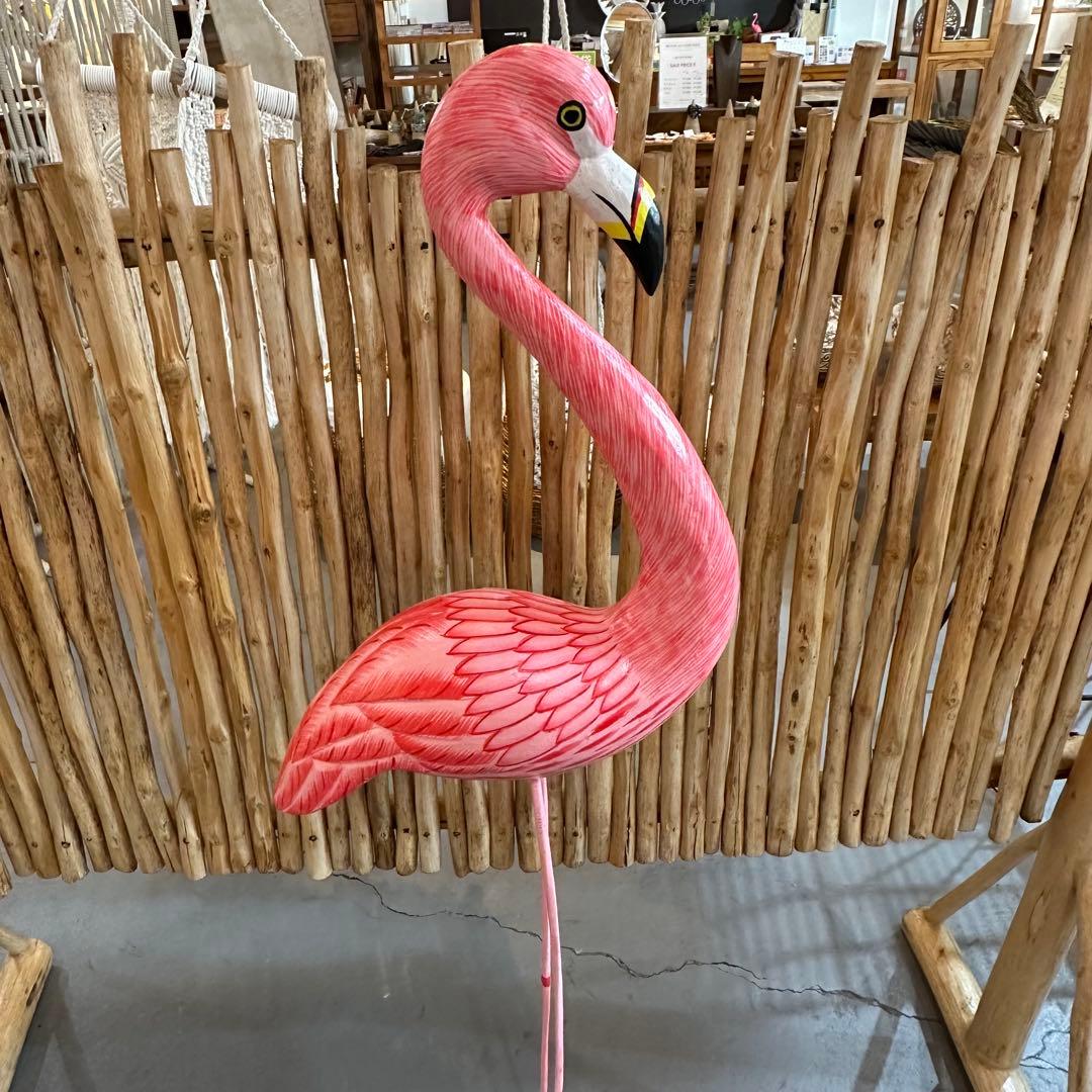 【訳あり】バリ島木彫りフラミンゴh130cm通常33,000円がなんと！