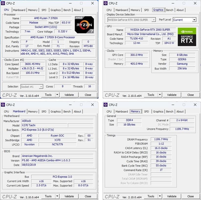 ゲーミングPC/Ryzen7 3700X/RTX2060Super/メモリ16G