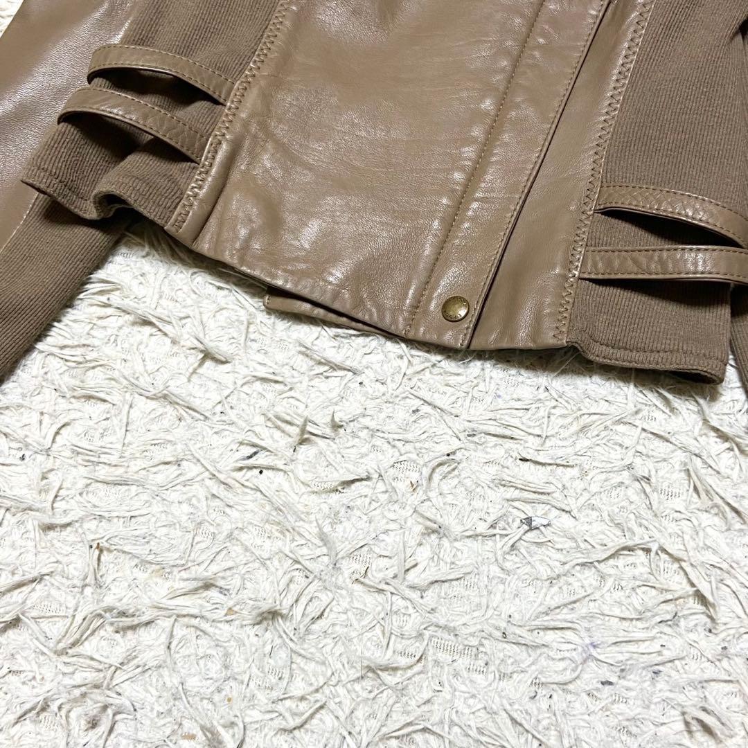 【美品】エポカ レザージャケット ライダース ベージュ サイズL