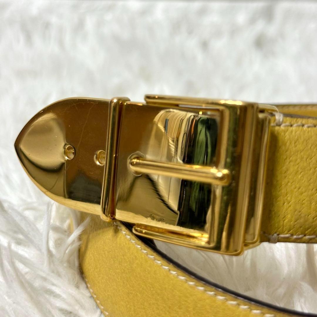 ⭐️極美品⭐️GUCCI ゴールドバックル　レザーベルト　希少デザイン