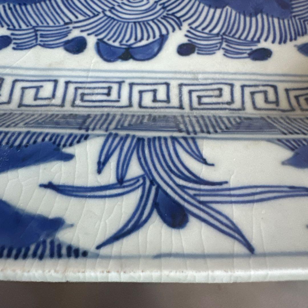 ヴィンテージ素敵すぎる青と白の八角形陶器皿