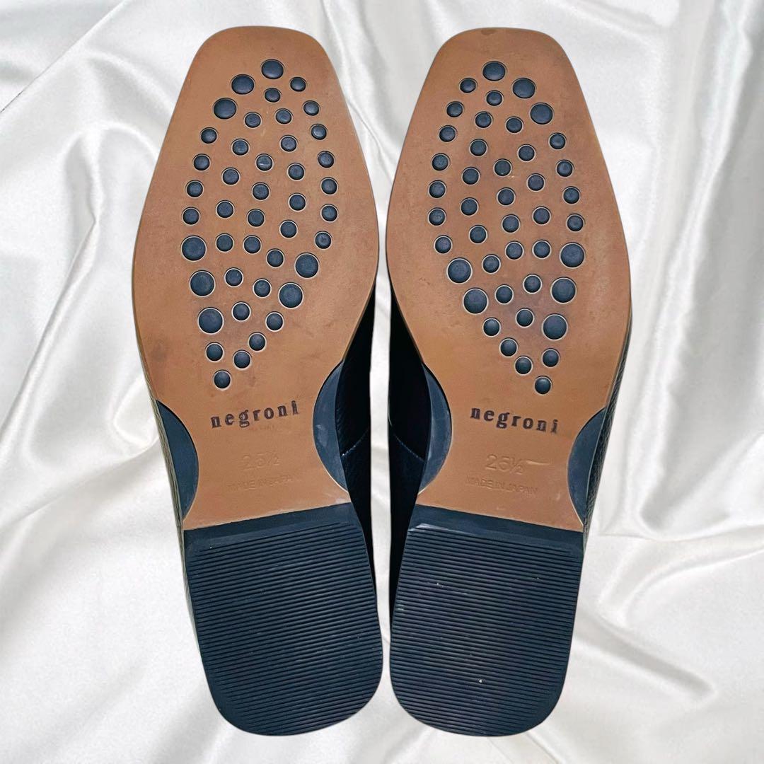 【NEGRONI】美品ネグローニ シボ革 スリッポン ドレスシューズ ローファー