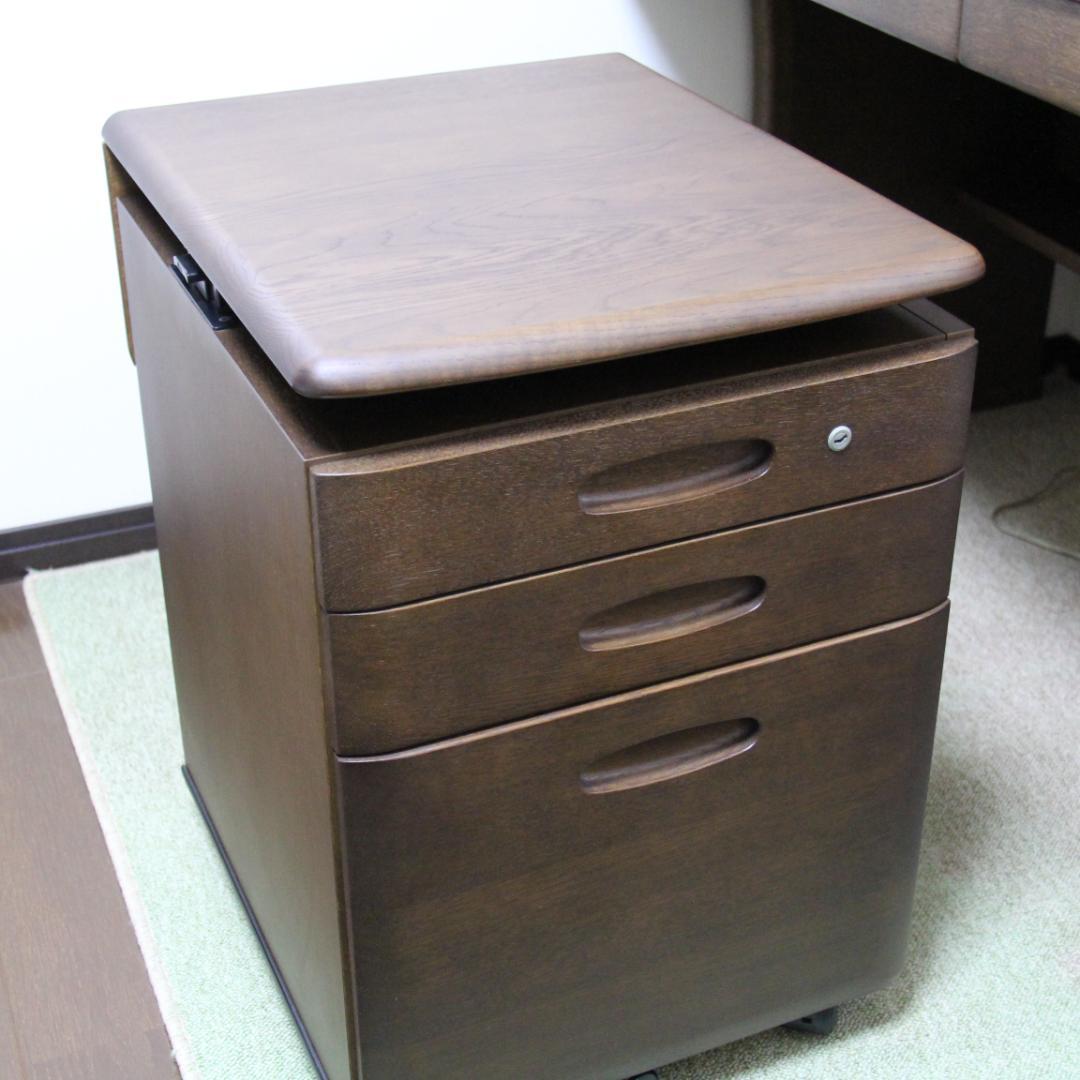 【美品】カリモク学習机（机・本棚＆ライト・椅子・ワゴン）4点セット①