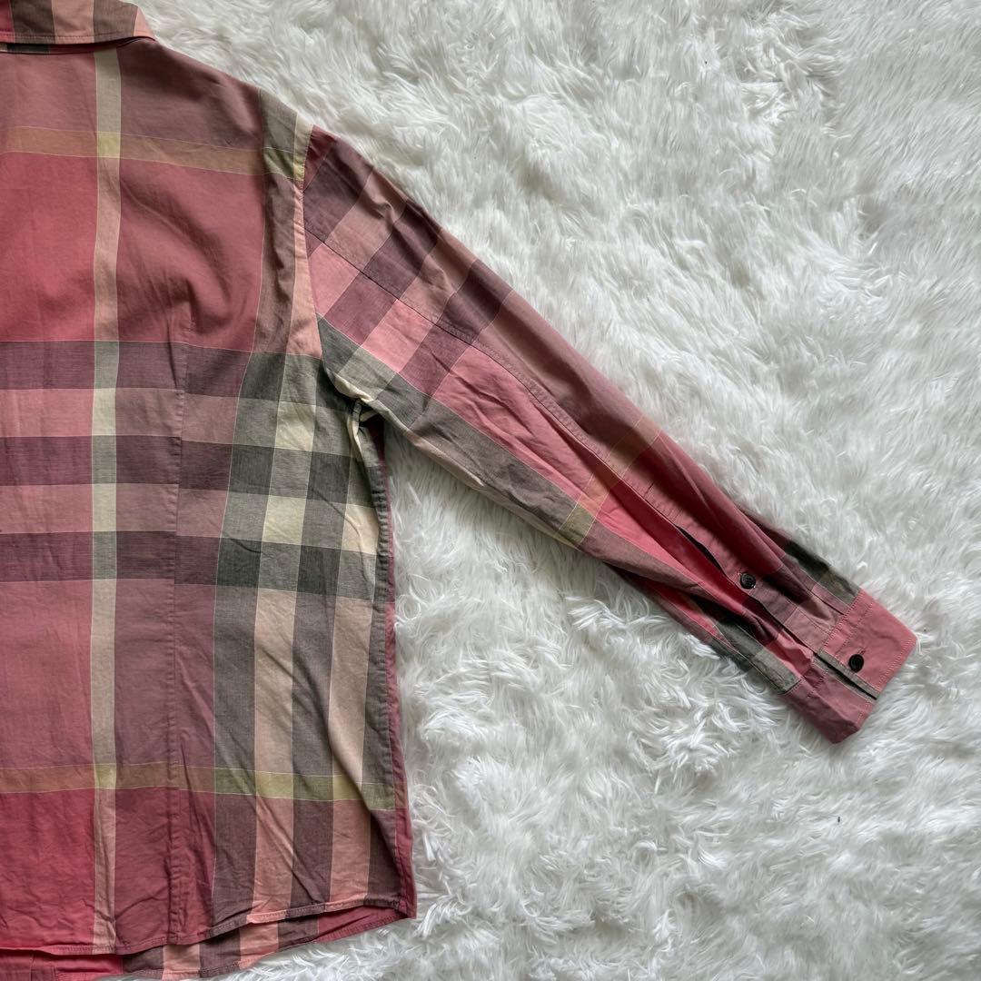 美品 BURBERRY バーバリーロンドン メガチェック シャツ ピンク 46