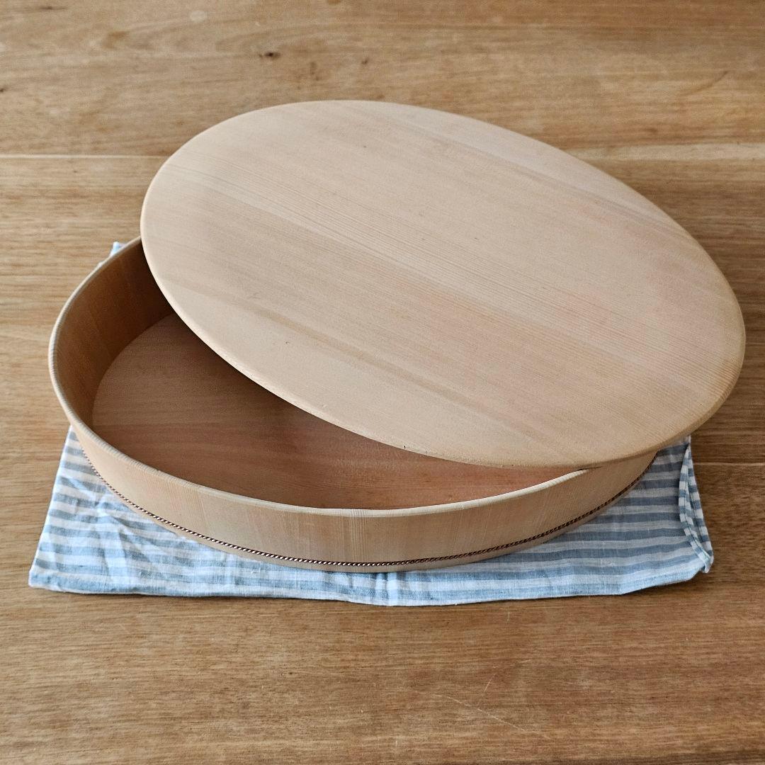 さわら　楕円の飯台 大 専用蓋付　すし桶　おひつ　自在道具　【アク抜き作業済】