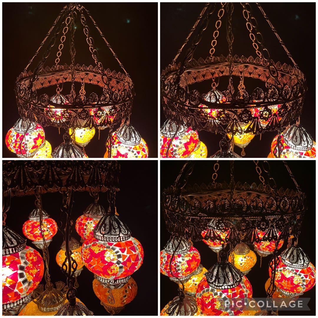 吊り下げ照明 シャンデリア ランプ ガラス アンティーク ランプ トルコランプ