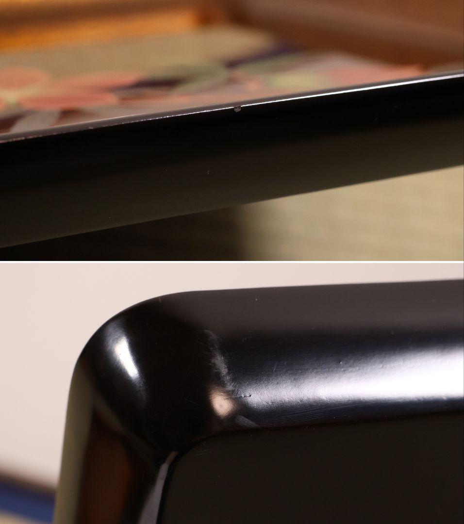 輪島塗 木製 花の蒔絵 梨地 四方膳 五客 芙蓉 木槿 卓上 茶懐石【CM187