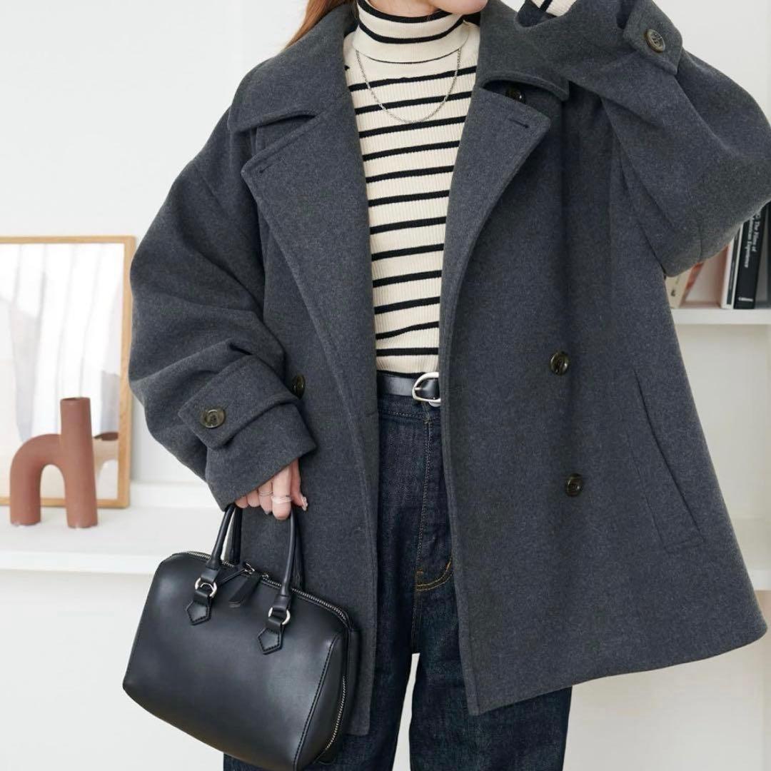 ⭐︎【Discoat】中空糸スタンドミドルコート チャコールグレー